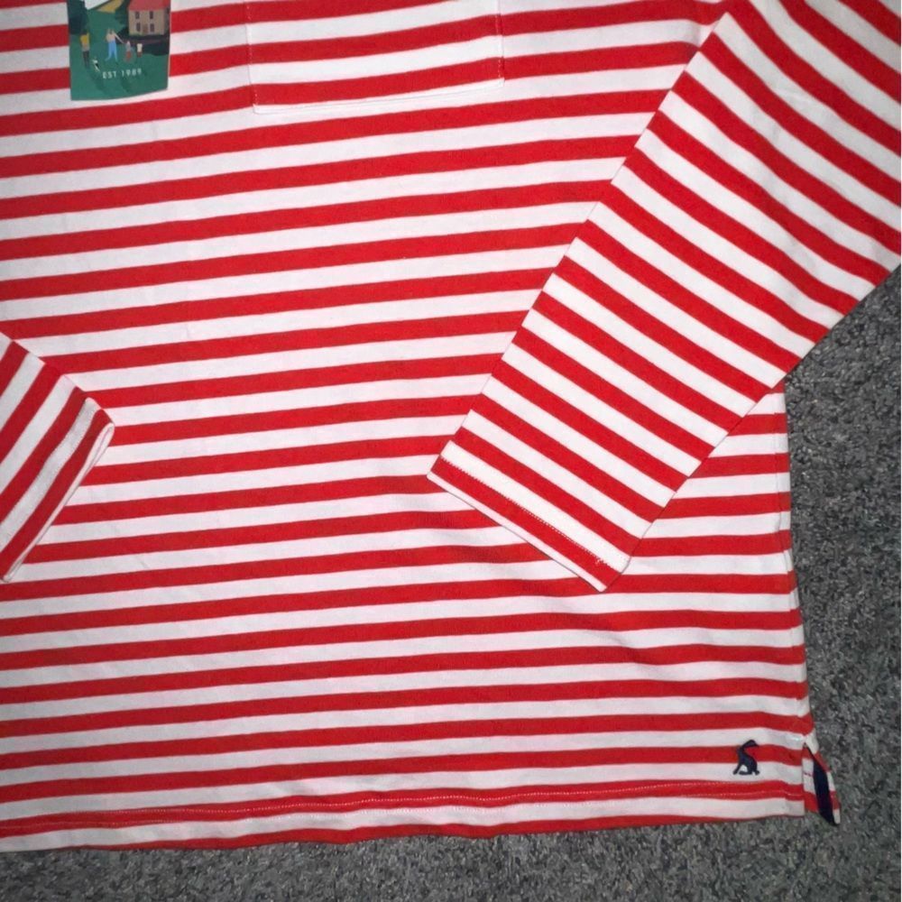 NEW Joules Women thick Top long sleeve shirt white red striped dog blouse size 8 - Picture 13 of 15